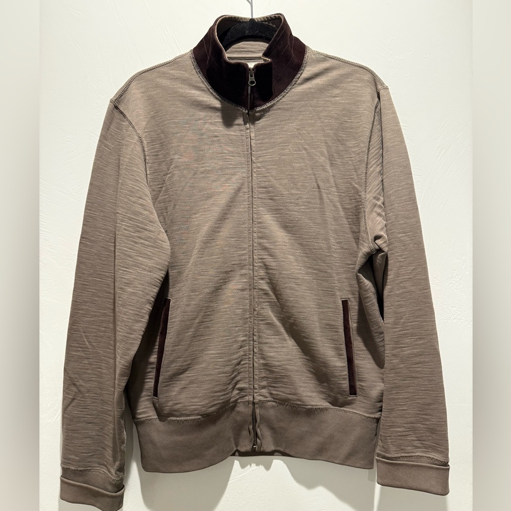 Billy Reid 100% Cotton Olive Zip-Up Sweater
